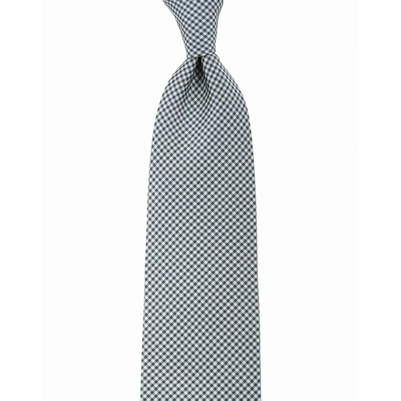 Jacquard silk necktie in a fine check