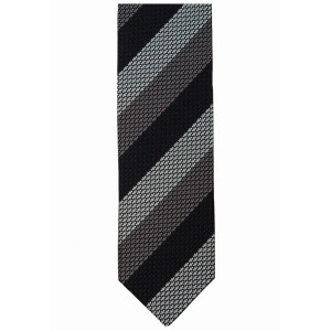 Grenadine tie with regular wide stripes in shades of gray