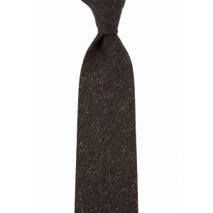 Brown woolen tie with melange structure