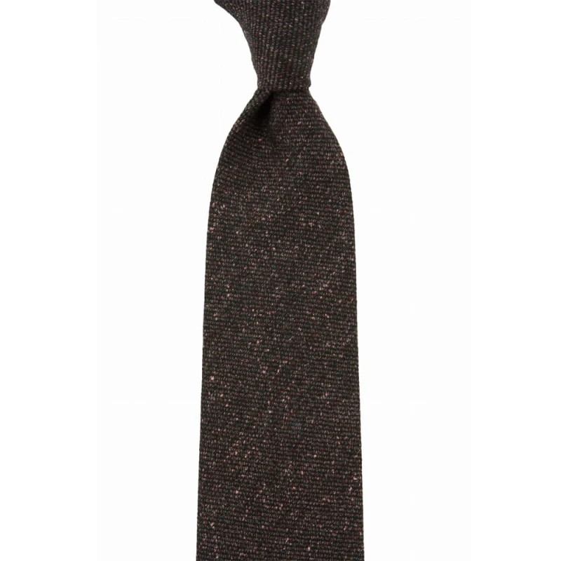 Brown woolen tie with melange structure