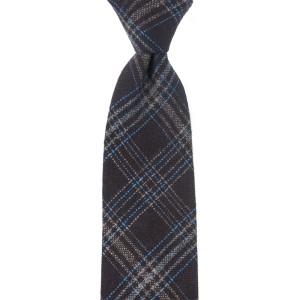 Brown cashmere check tie