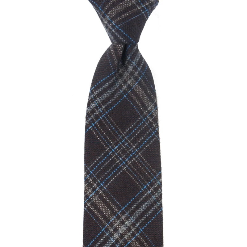 Brown cashmere check tie