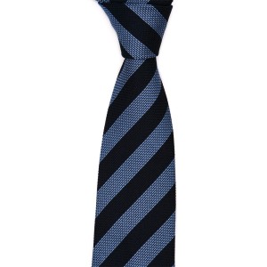 Dark navy blue grenadine tie with blue stripes