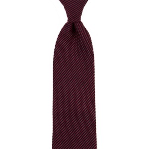 Red silk grenadine tie interspersed with a navy blue thread