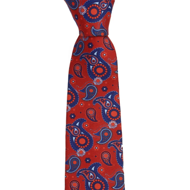 Red silk tie La Martina with a blue paisley pattern