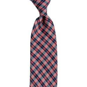 Navy blue and red silk check tie