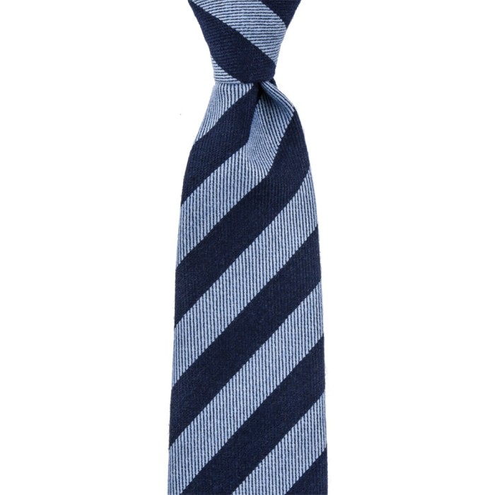 Navy blue cashmere tie with blue stripes