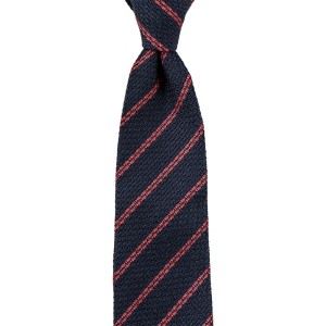 Navy blue grenadine tie with red stripes