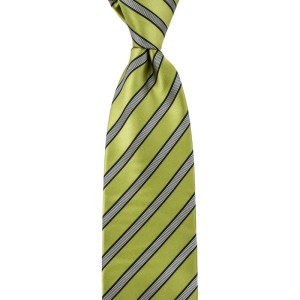 Light green silk tie with white and black stripes