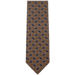 Navy blue silk tie with yellow rosettes