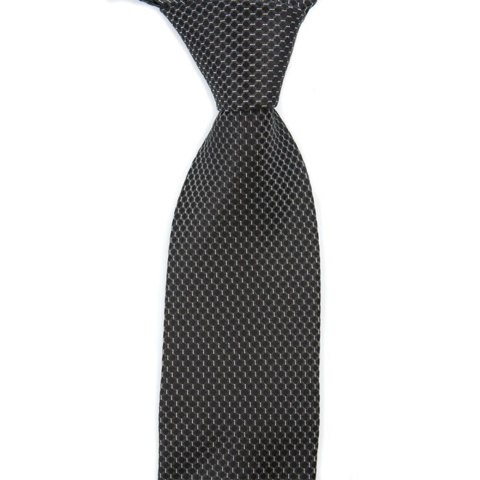 Silk graphite tie with black diamonds pattern