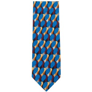 Silk tie with colorful 70’s pattern