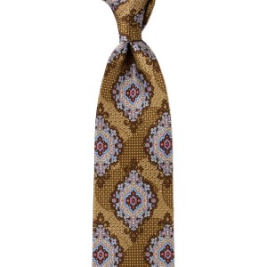 Old gold silk tie with big medallions