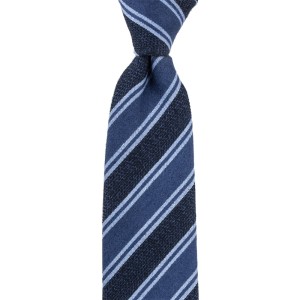 Blue cashmere tie with navy blue and blue stripes
