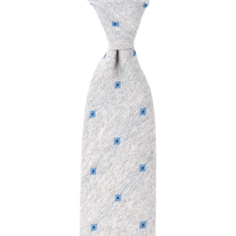 Gray cashmere tie in blue squares