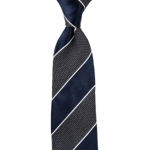 Gray grenadine tie with navy stripes