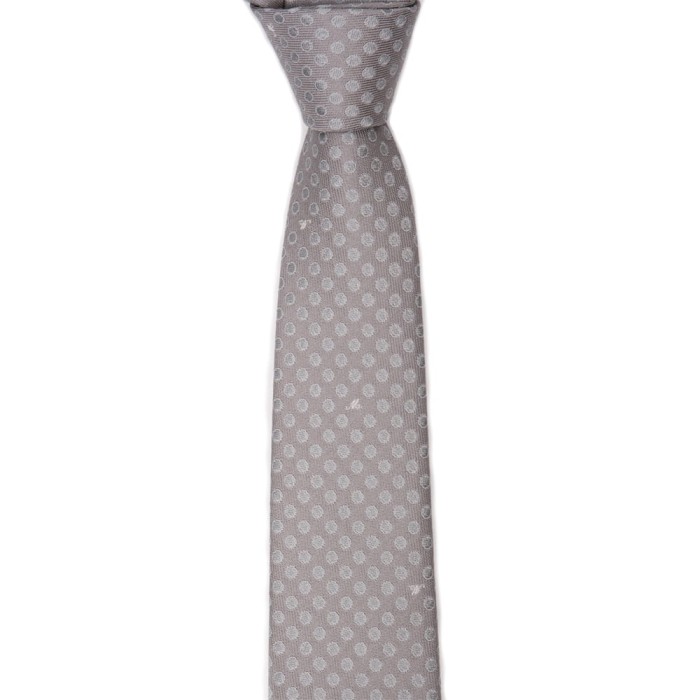 Silver Moschino silk tie with polka dots