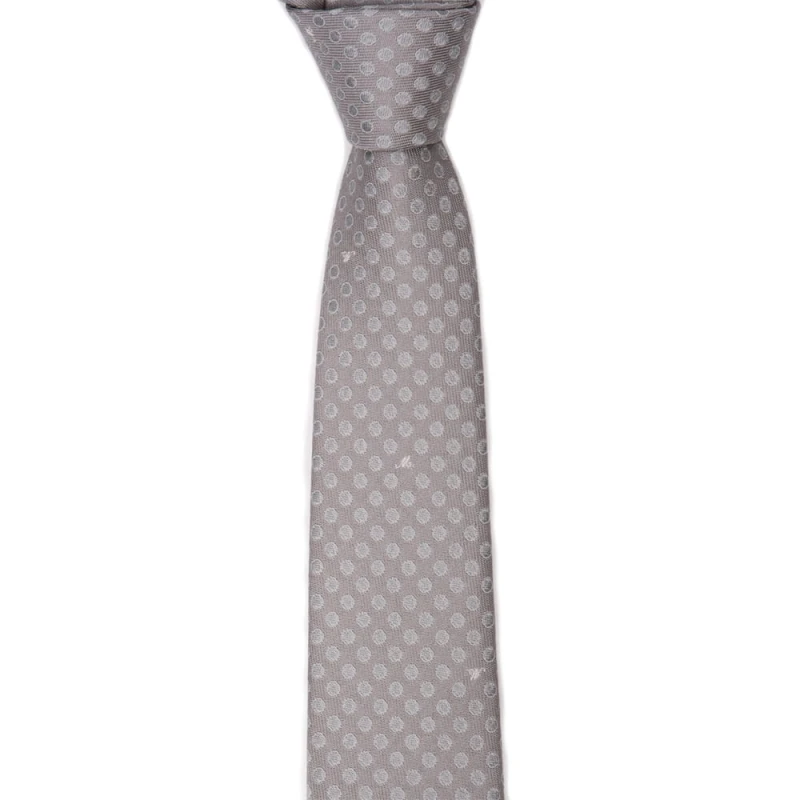 Silver Moschino silk tie with polka dots