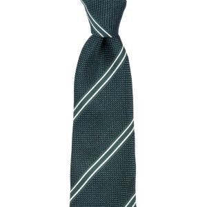 Dark green grenadine tie with white stripes