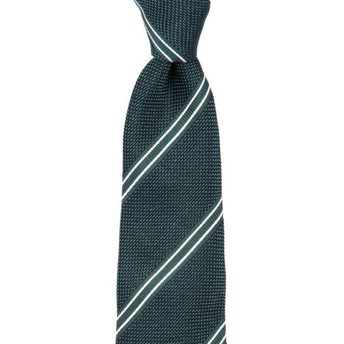 Dark green grenadine tie with white stripes