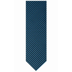 Navy blue silk jacquard tie with blue stripes