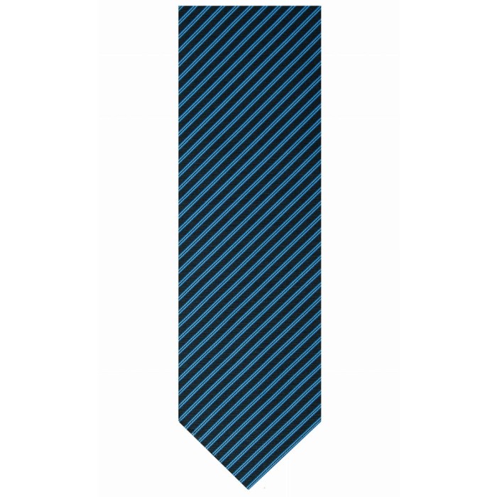 Navy blue silk jacquard tie with blue stripes