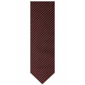 Navy blue silk jacquard tie with red stripes