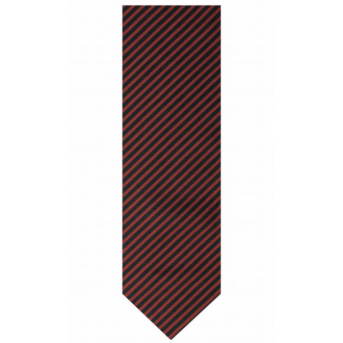 Navy blue silk jacquard tie with red stripes