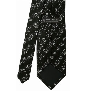 Black silk printed necktie with a melodic pattern KST6233a.jpg