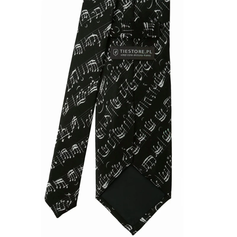 Black silk printed necktie with a melodic pattern KST6233a.jpg