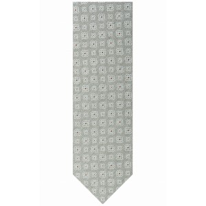 Silk jacquard beige and gray tie with an ornamental pattern