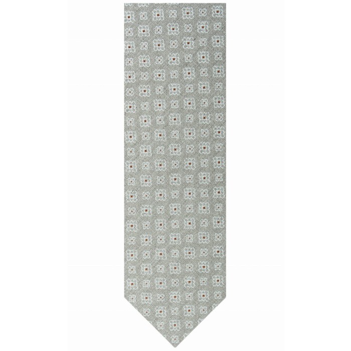 Silk jacquard beige and gray tie with an ornamental pattern