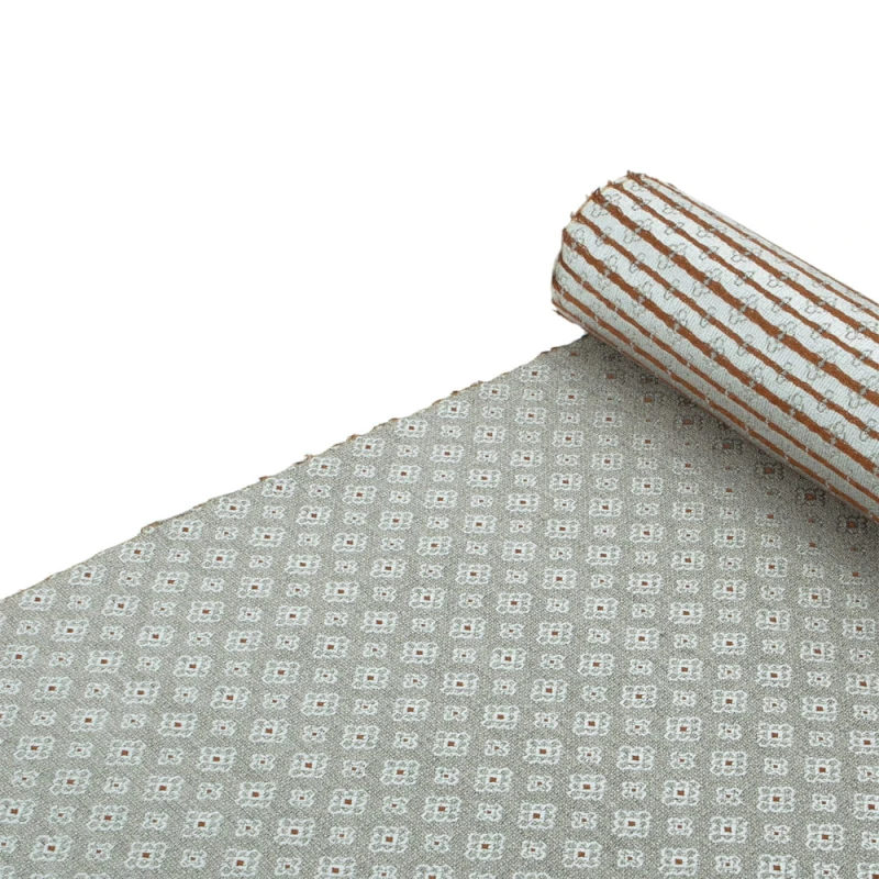 Silk jacquard beige and gray tie with an ornamental pattern KST6266a.jpg