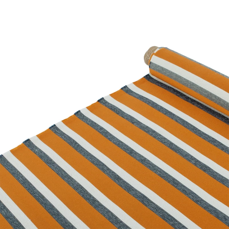 An orange tie with an interesting structure with white and navy blue-gray stripes KST6270a.jpg