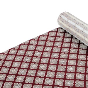 Burgundy silk jacquard tie with a silver floral pattern - fabric
