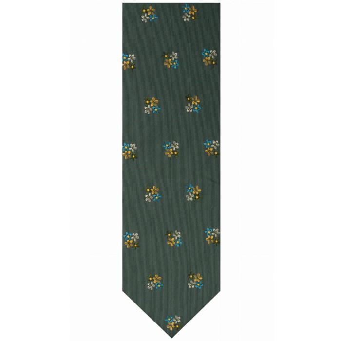 Steel silk jacquard tie with a floral pattern