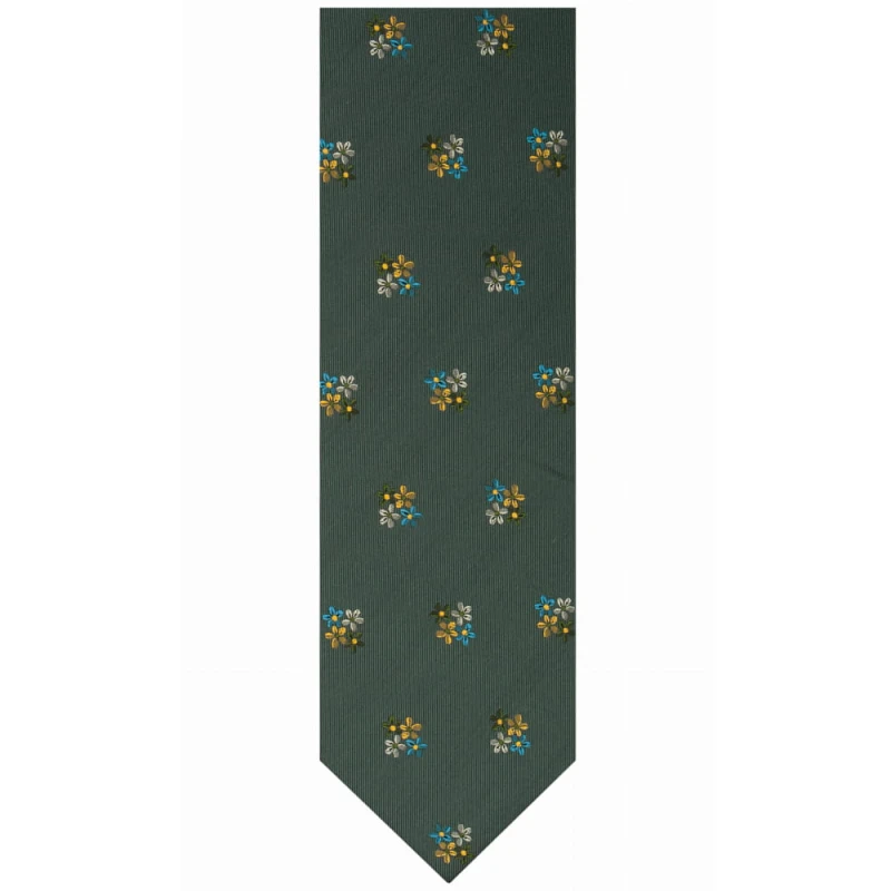 Steel silk jacquard tie with a floral pattern