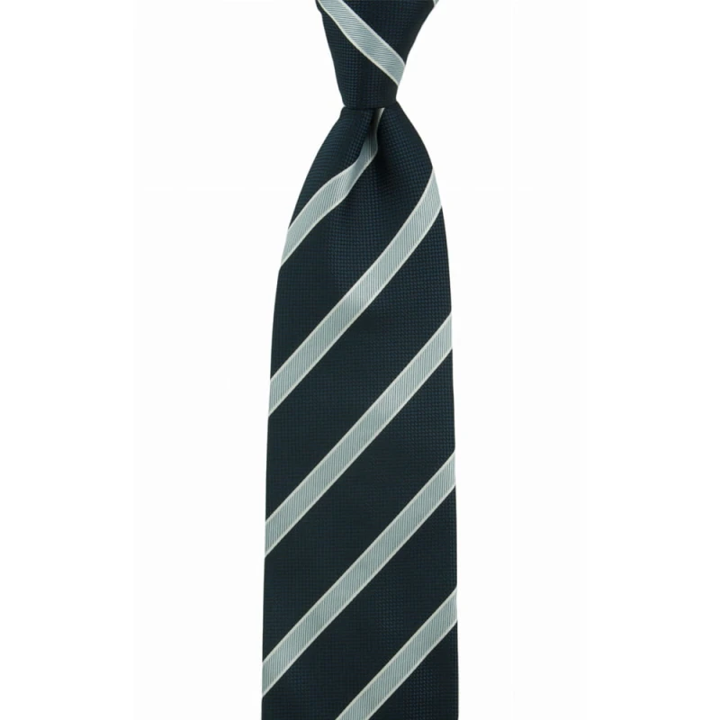 Navy blue tie with blue and white stripes
