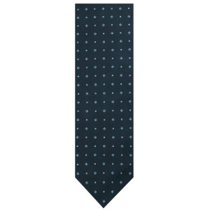 Silk navy blue tie printed with tiny myosotis prints