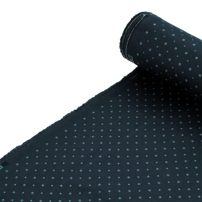 Silk navy blue tie printed with tiny myosotis prints KST3953a.jpg
