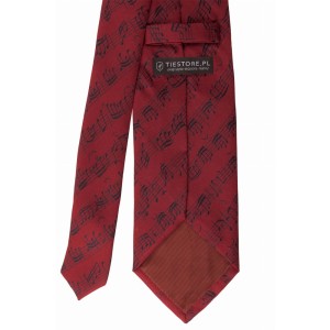 Red silk printed necktie  with a musical note pattern KST3961A.jpg