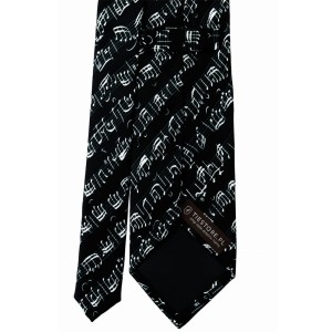 Dark navy blue printed silk tie with musical notes KST3965a.jpg