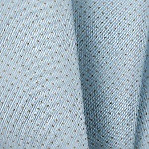 Light blue silk pocket square with olive polka dots