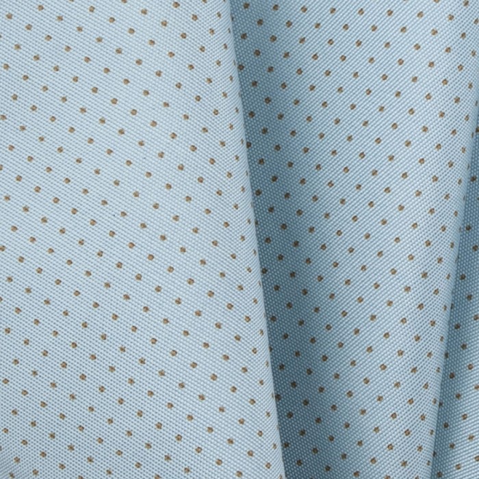 Light blue silk pocket square with olive polka dots