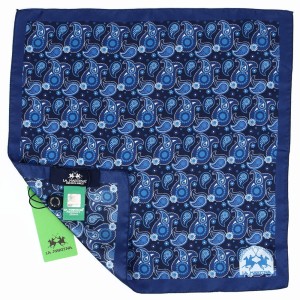 Dark blue La Martina silk pocket square with blue paisley pattern PSLM1883a.jpg
