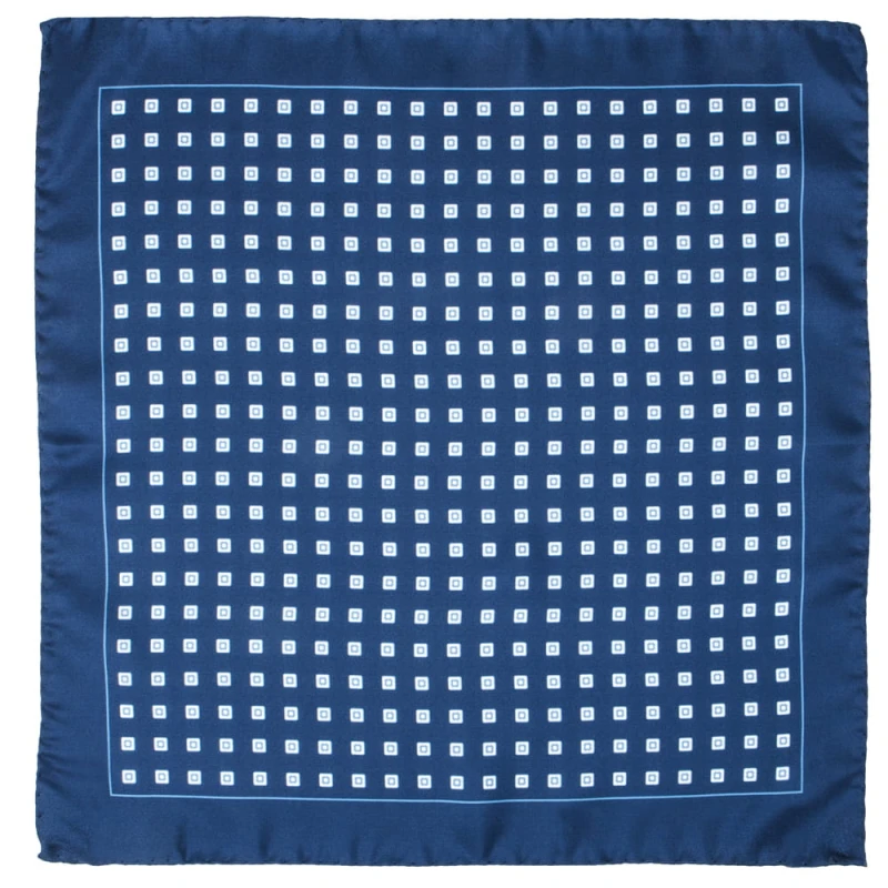 Dark blue silk pocket square with white squares PS1940a.jpg