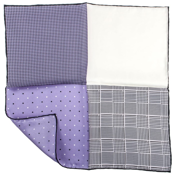 Silk pocket square with four fields of different patterns PS2049a.jpg
