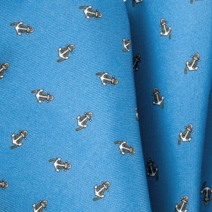 Blue silk pocket square with white anchors