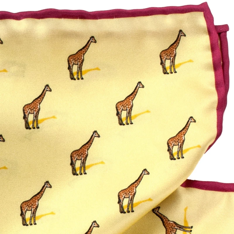 Yellow silk giraffe pocket square PS2060a.jpg