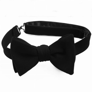 Black self-tie bow tie